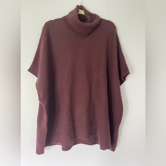 Garnet Hill Cashmere Ribbed Turtleneck Poncho. Size S - Picture 1 of 2